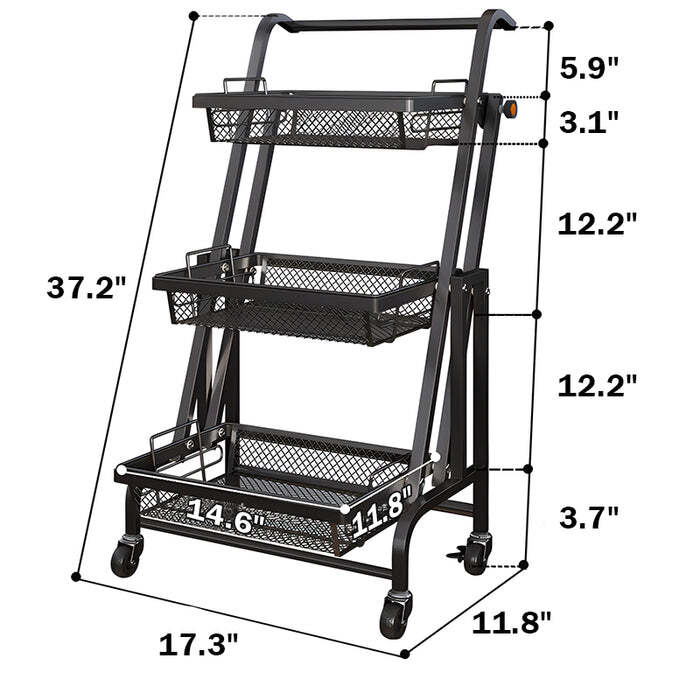 🔥Hot Sale 49% OFF🔥360° Rotating Removable Folding Hand Cart Storage Shelf with Wheel