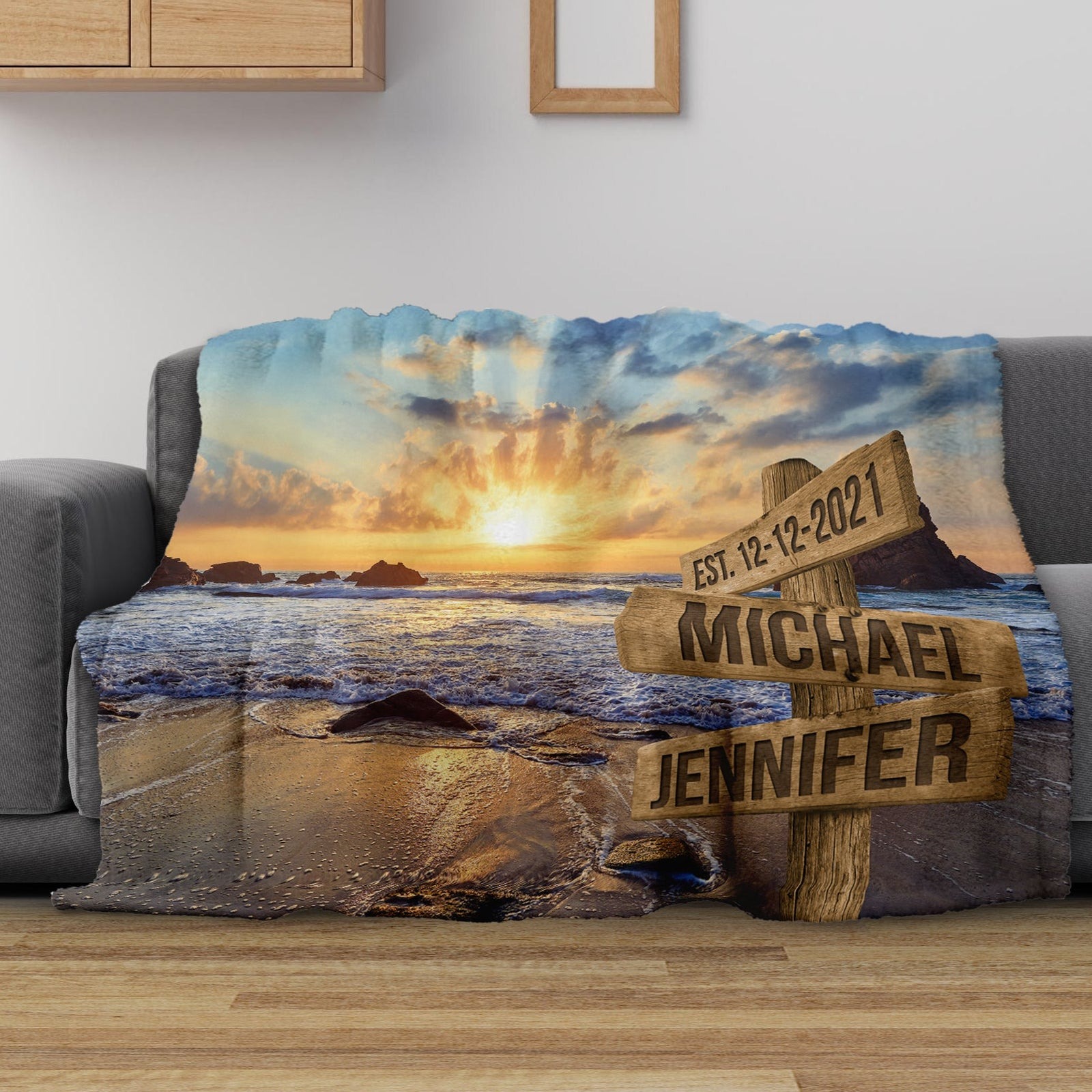 Fleece Blanket Ocean Sunset 2 Color Names 