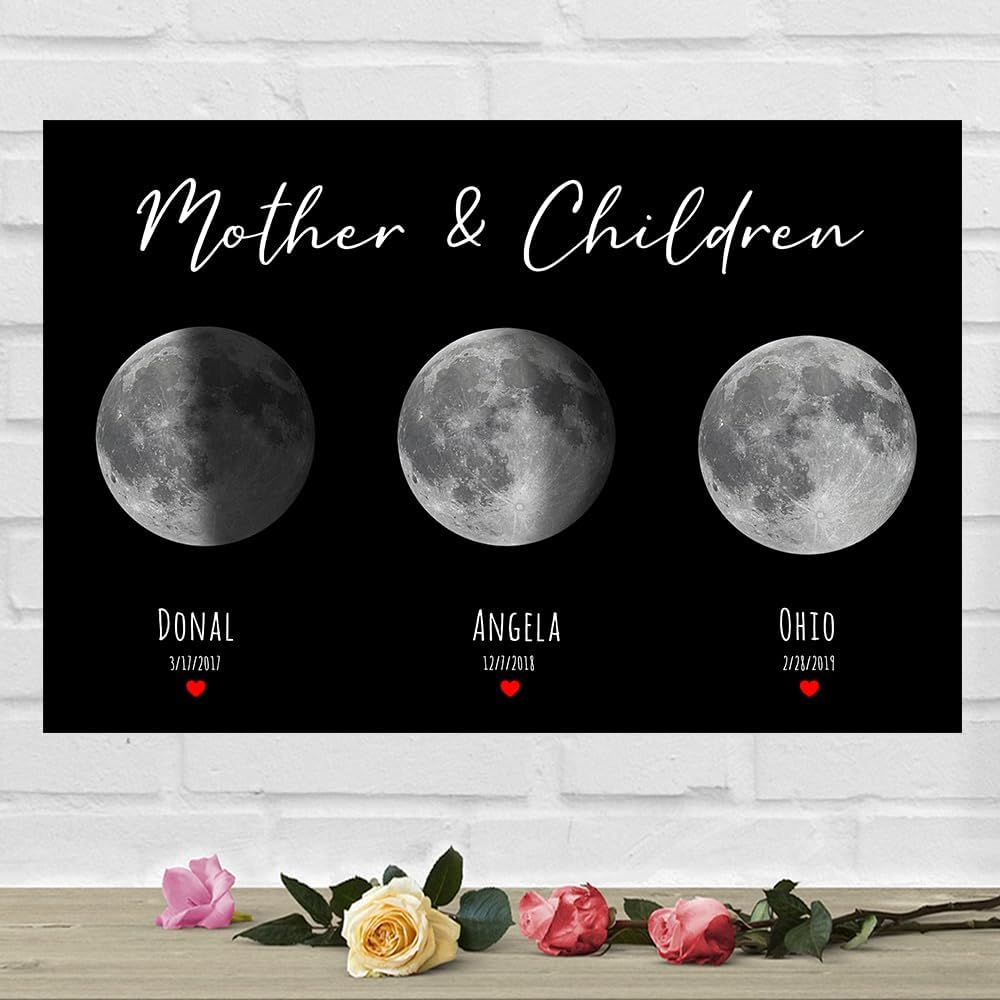 Personalized Moon Phase Canvas Gift For Mom