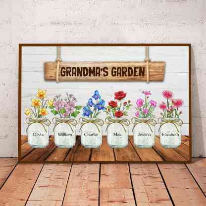 Personalized Grandma's Garden Custom Birth Month Flower Family Vase Canvas