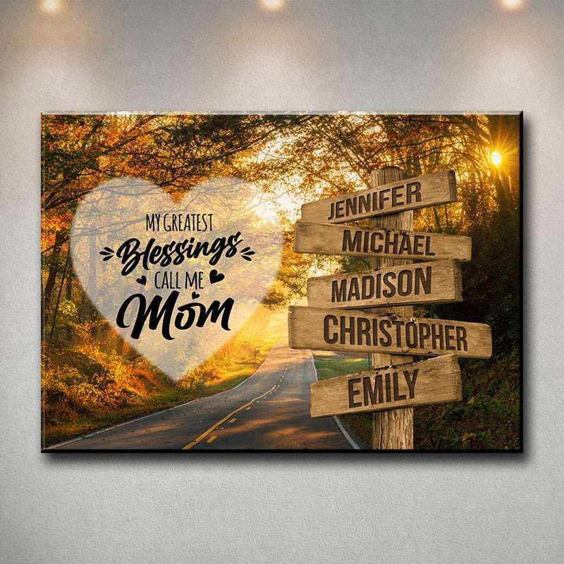 Premium Canvas Autumn Road Color - Call Me Mom Multi-Names 