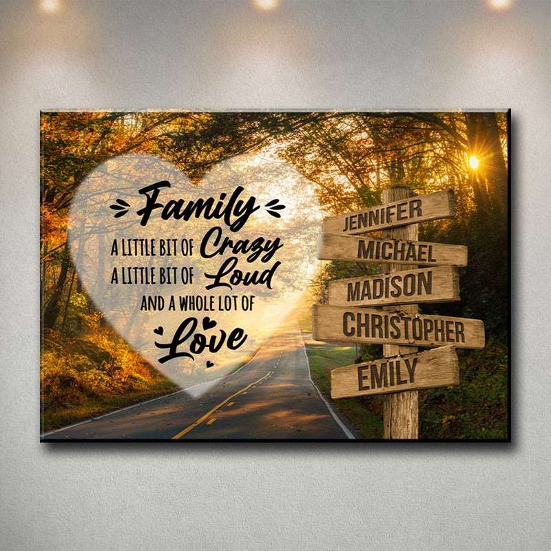 Premium Canvas Autumn Road Heart Color with Saying Multi-Names 