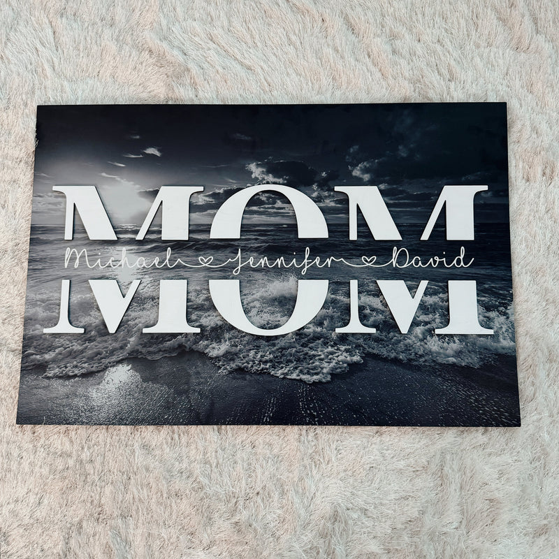 Ocean Sunset Mom 3D Wood Print