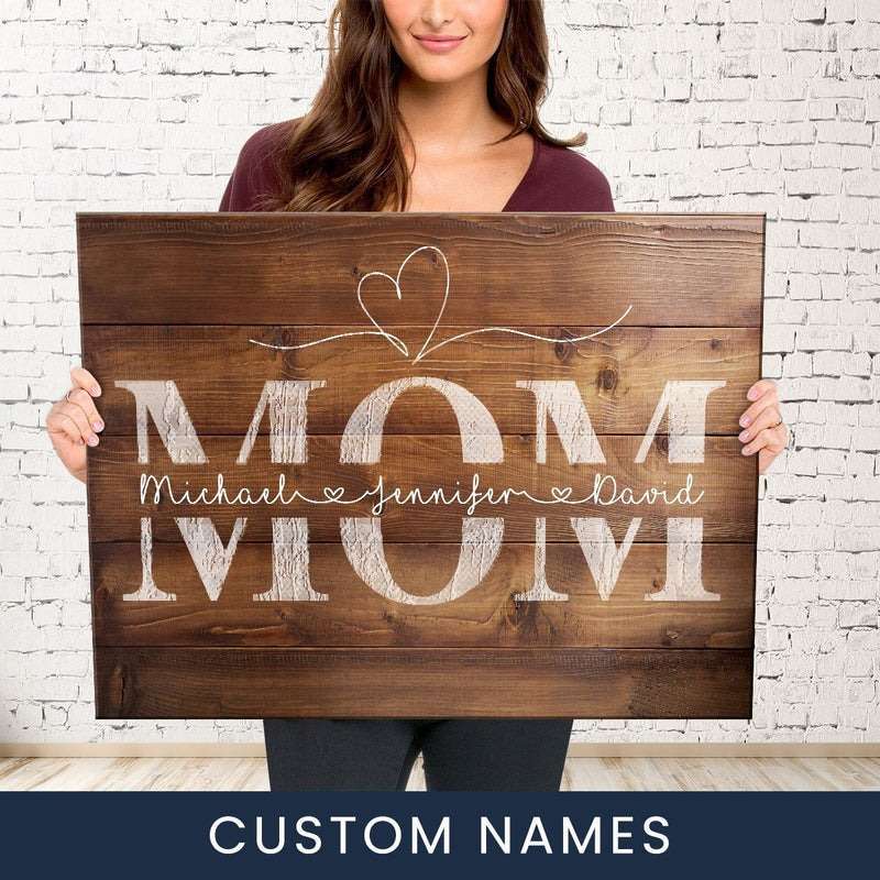 Premium Canvas Mom Names Wood-Inspired 
