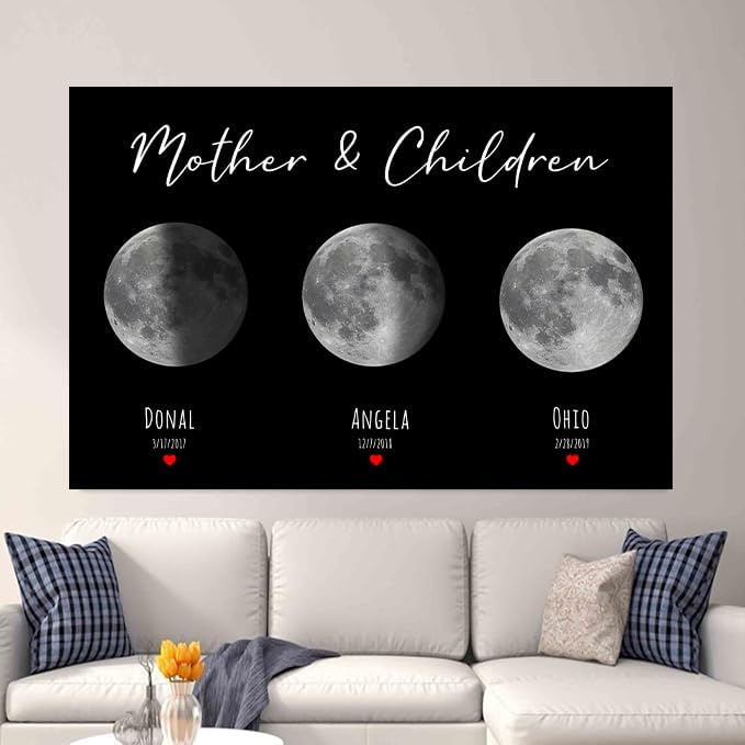 Personalized Moon Phase Canvas Gift For Mom