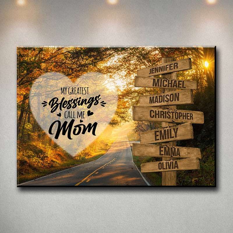 Premium Canvas Autumn Road Color - Call Me Mom Multi-Names 