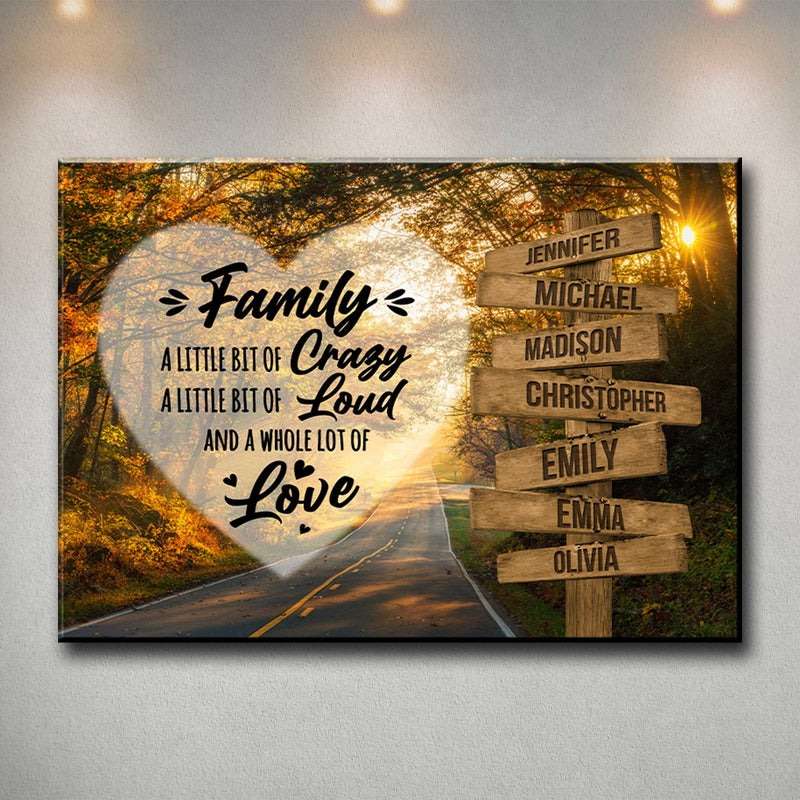 Premium Canvas Autumn Road Heart Color with Saying Multi-Names 
