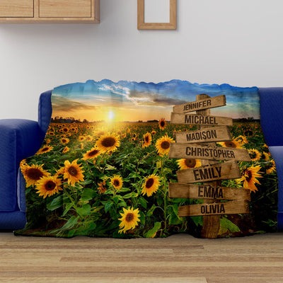 Fleece Blanket Sunflower Field Color Multi-Names 