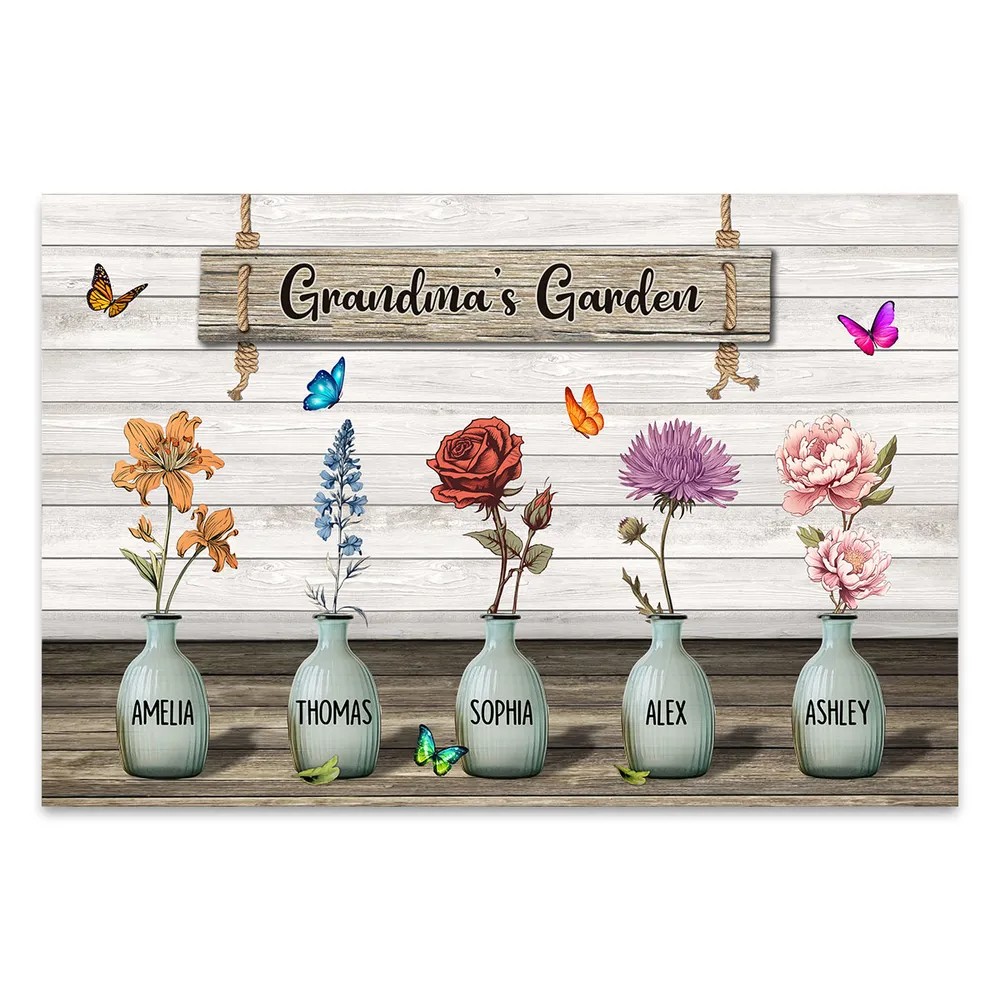 Custom Birth Month Flowers Poster, Mother's Day Gift For Grandma, Mom, Auntie