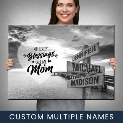 Premium Canvas Ocean Dock - Call Me Mom Multi-Names 