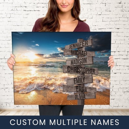 Premium Canvas Ocean Sunset Color Multi-Names 