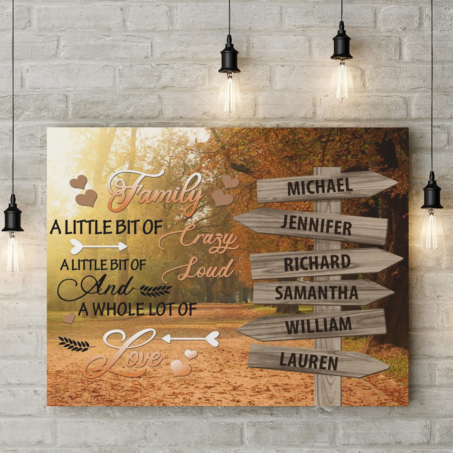 Personalized Canvas Wall Art For Family A Little Bit Of Crazy Loud Autumn Street Sign