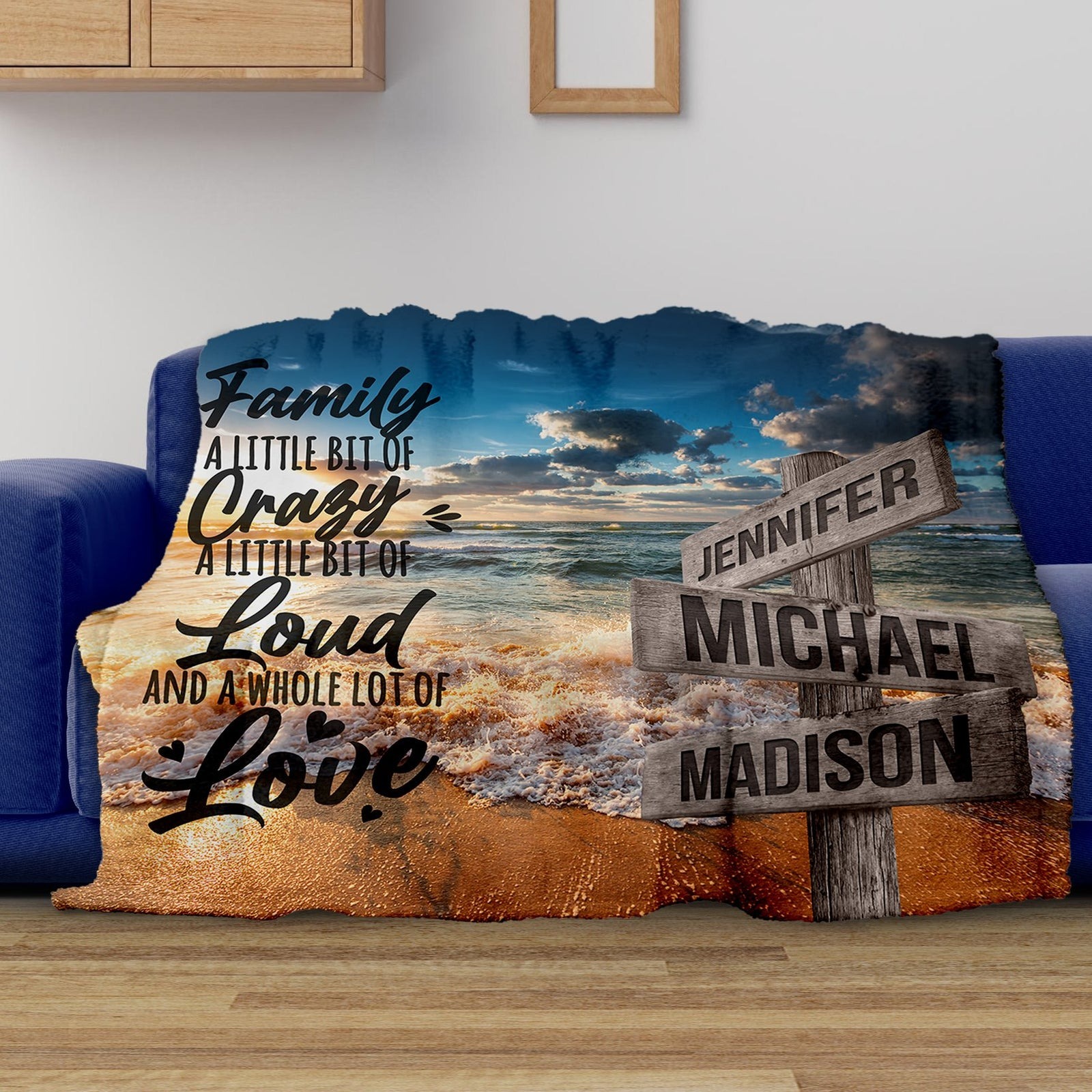 Fleece Blanket Ocean Sunset Color Saying Multi-Names 