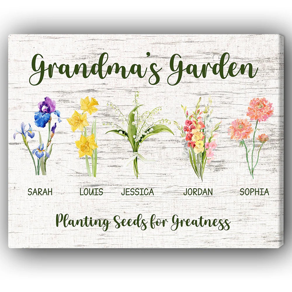 Grandma Garden - Personalized Mother's Day Or Birthday Gift For Grandma - Custom Canvas Print