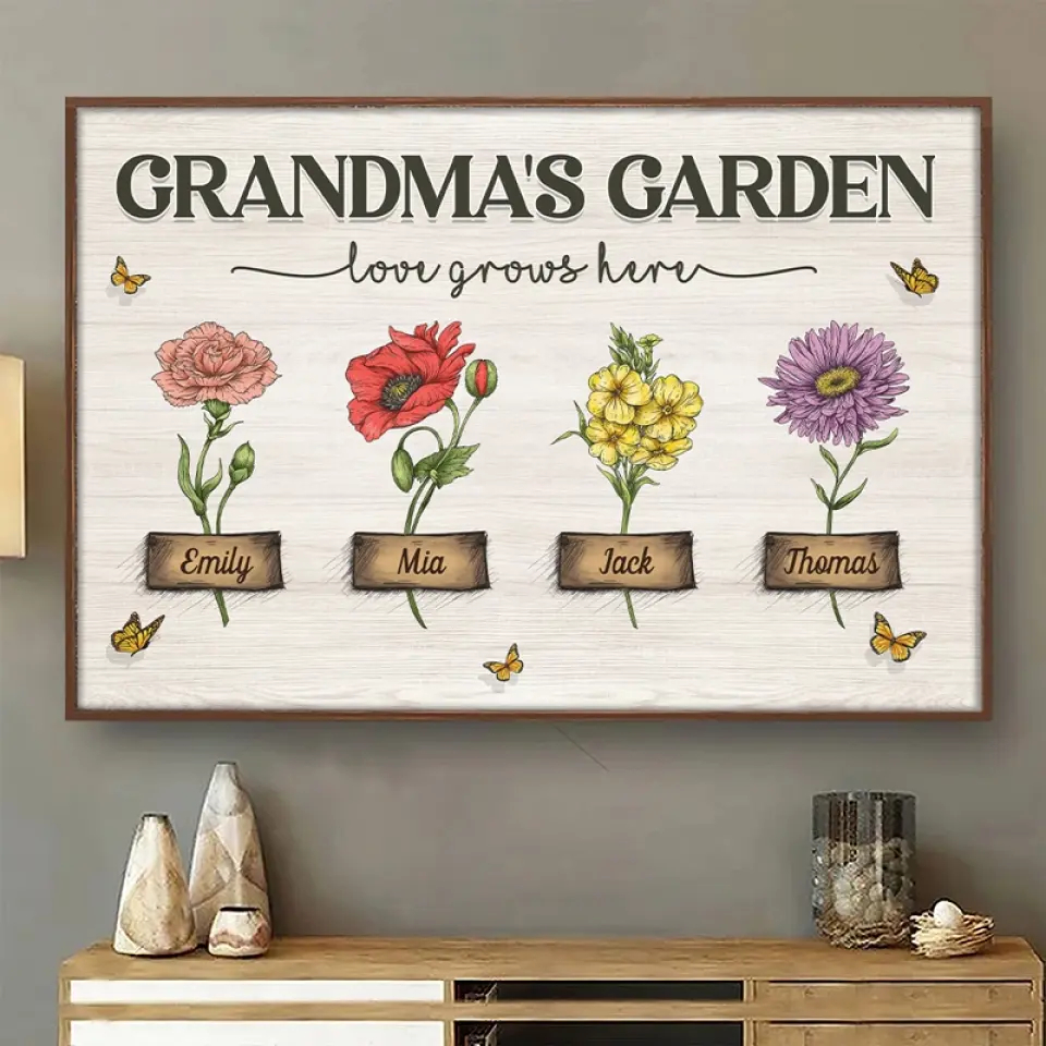 Grandma I Love You - Family Personalized Custom Horizontal Poster - Mother's Day, Gift For Mom, Grandma