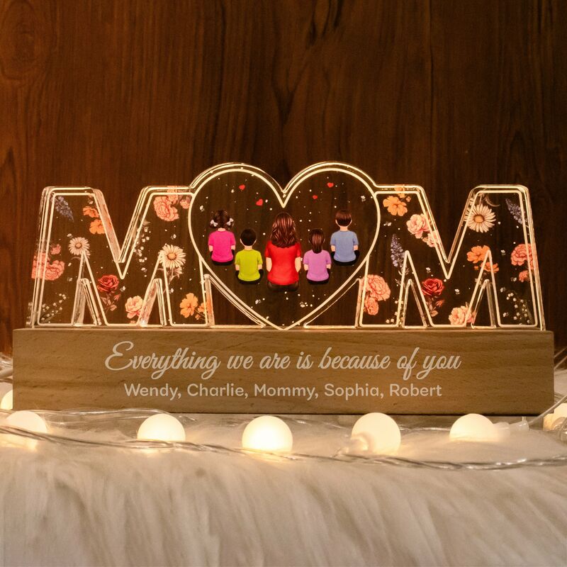 Personalized Acrylic Letter Lamp Customized Kids Group Warm Gift for Mom