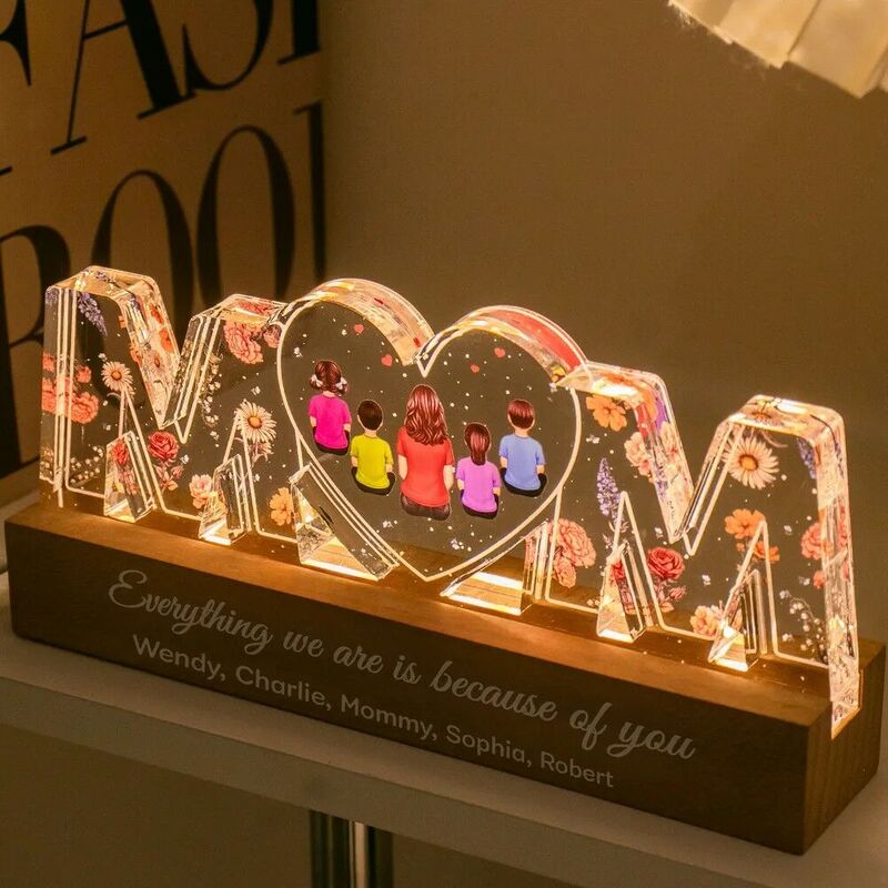 Personalized Acrylic Letter Lamp Customized Kids Group Warm Gift for Mom