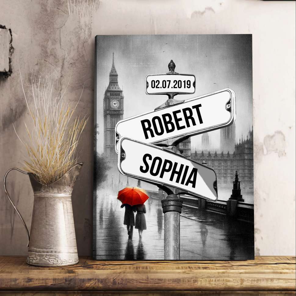Personalized Canvas Couple Street Sign