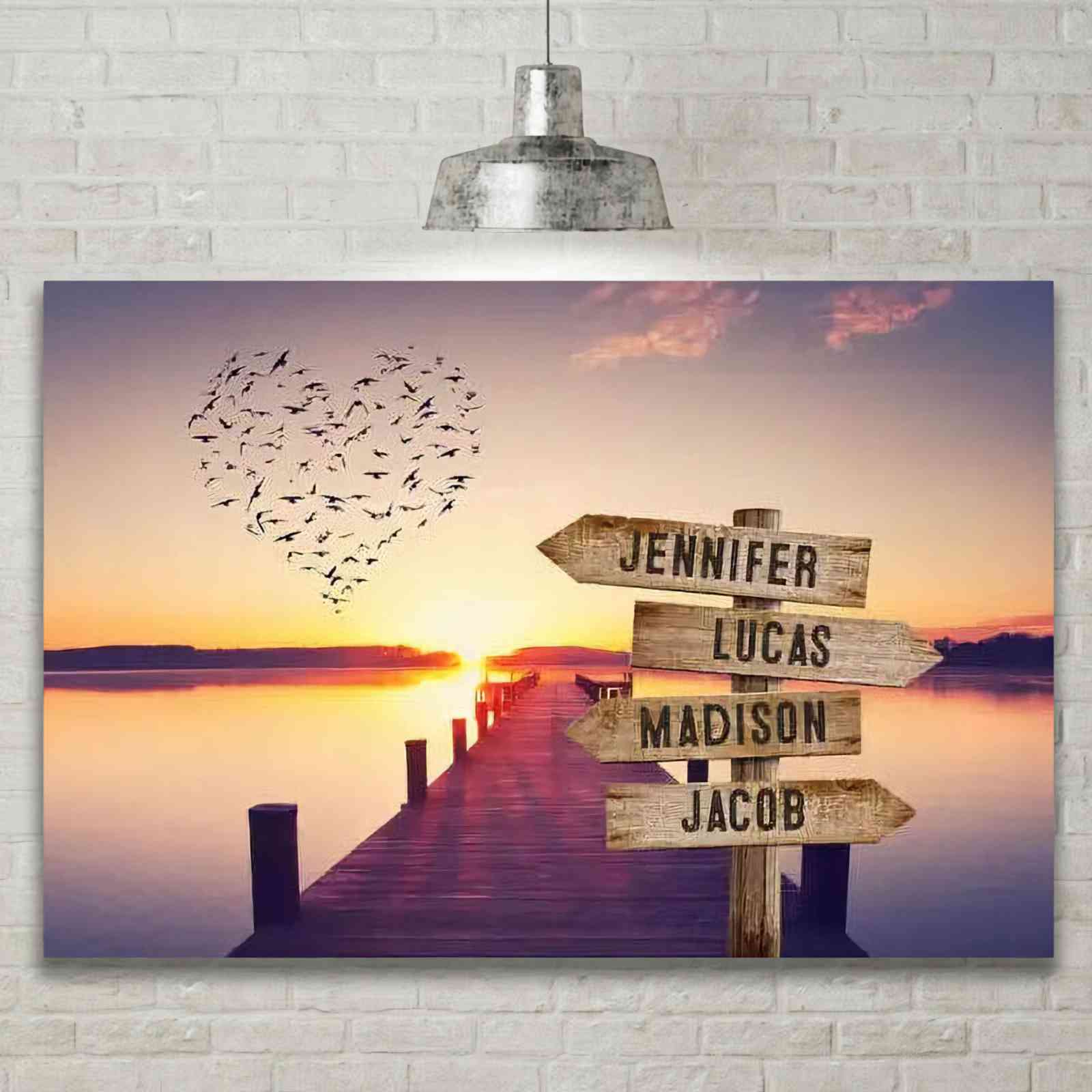 Personalized Name Canvas Wall Art Beautiful Sunset Best Present for Family 