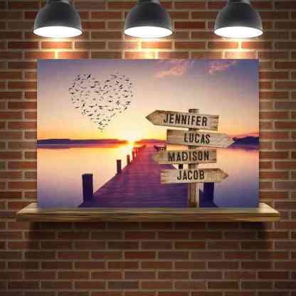 Personalized Name Canvas Wall Art Beautiful Sunset Best Present for Family 