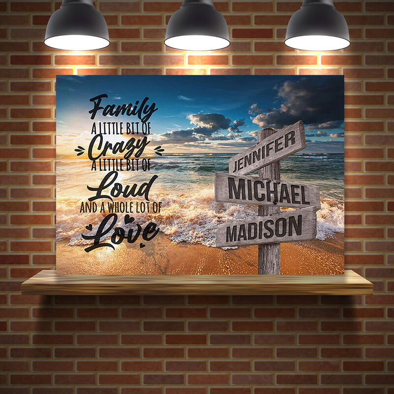 Personalized Name Canvas Wall Art Best Gift for Family "A Little Bit Of Crazy"