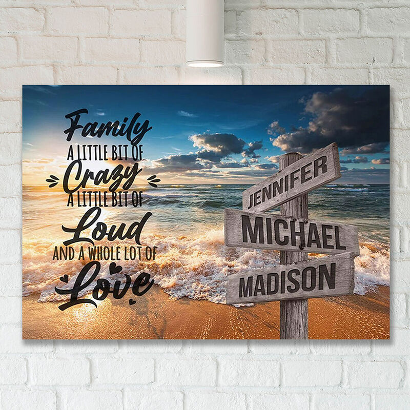 Personalized Name Canvas Wall Art Best Gift for Family "A Little Bit Of Crazy"