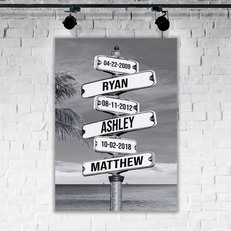 Personalized Name Canvas Wall Art Retro Street Sign Wonderful Gift for Family