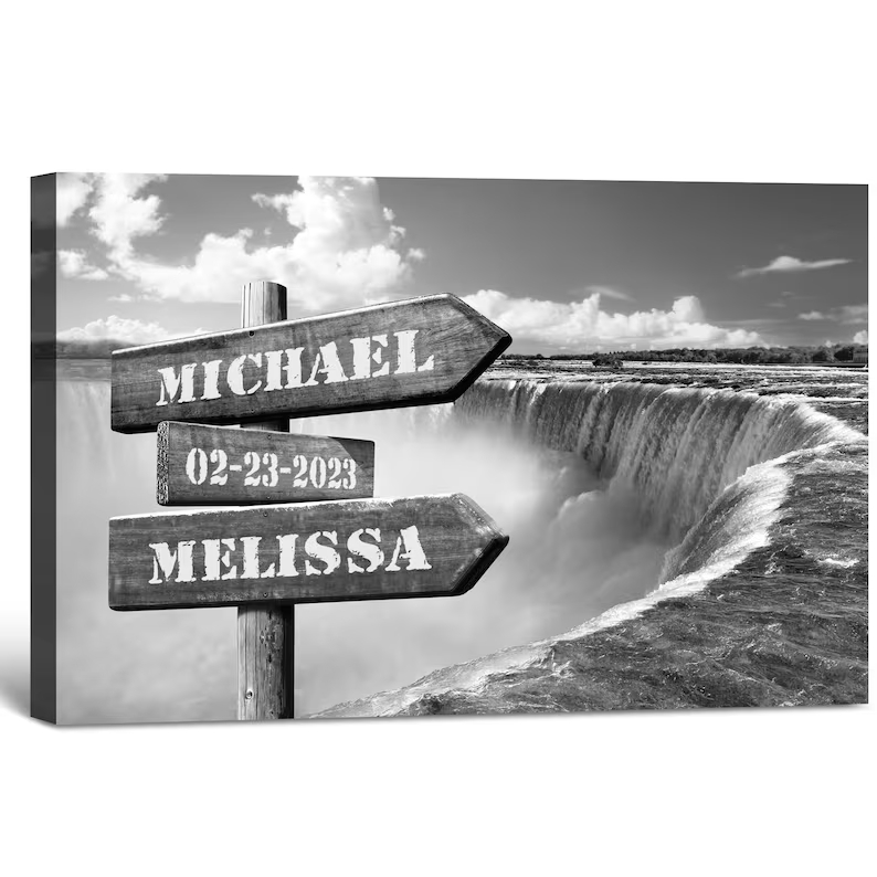 Personalized Canvas Niagara Falls artwork with Couple's Names