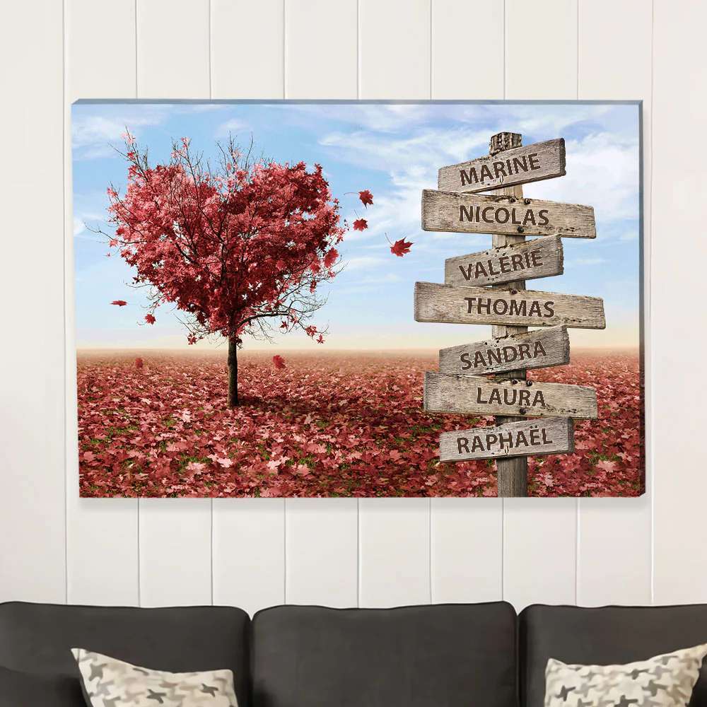 Personalized Canvas - Red Heart Tree