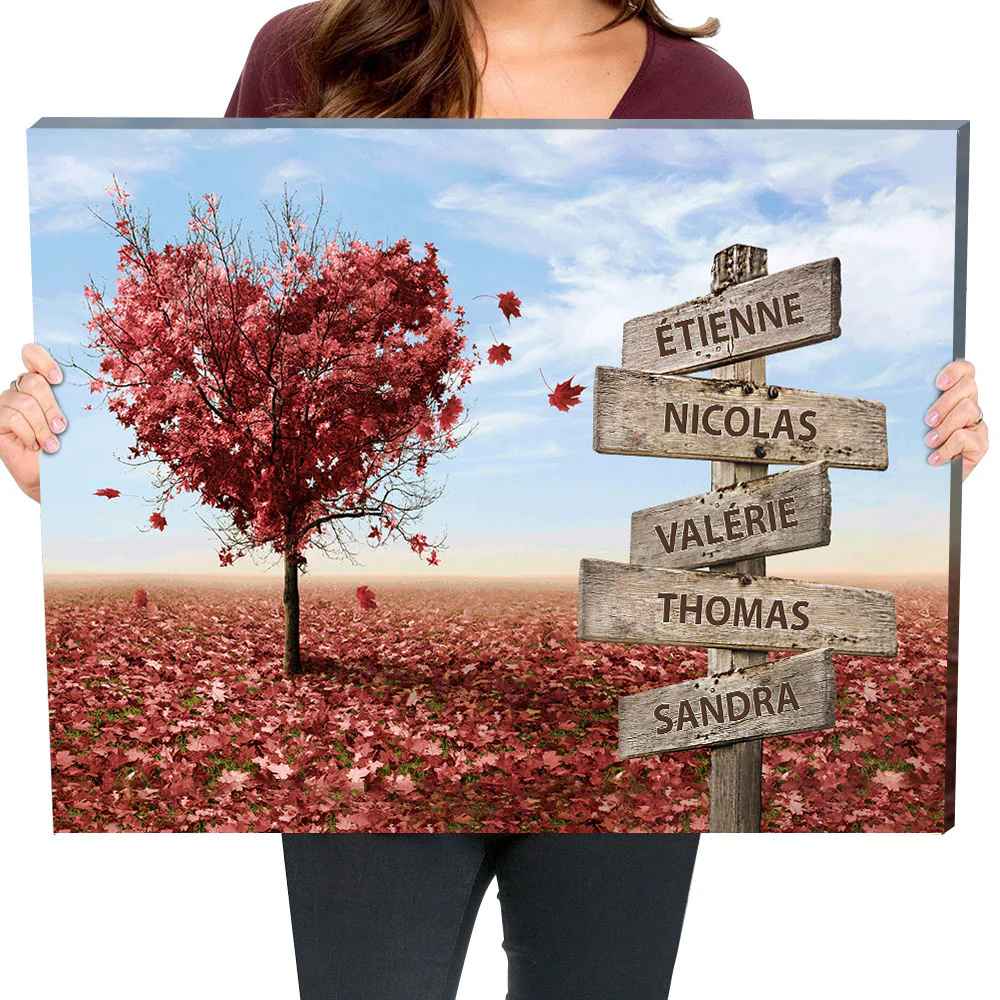 Personalized Canvas - Red Heart Tree