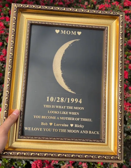 Custom Moon Phase Gold Print Frame Gifts for Birthday and Anniversary