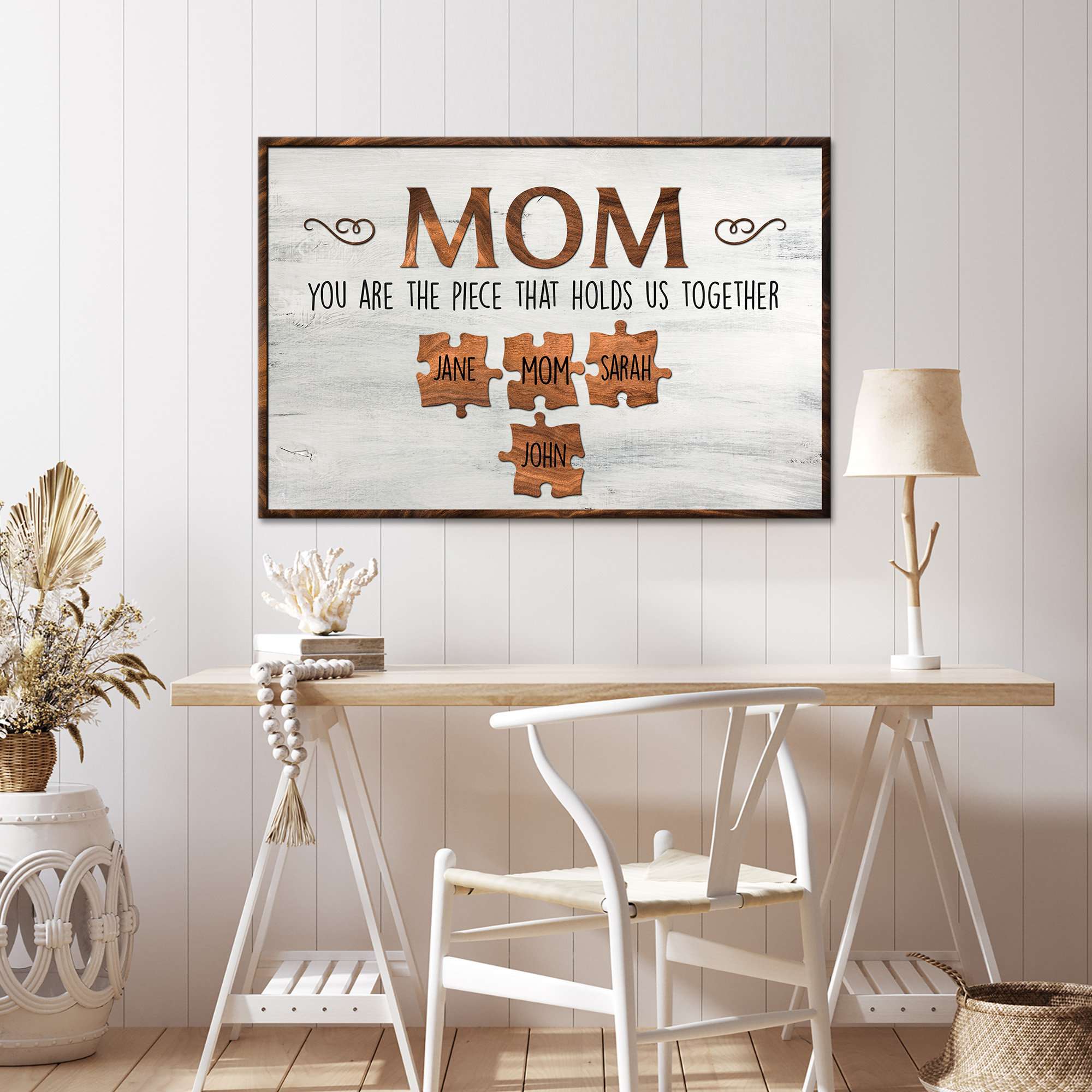 Family Canvas Wall Art | Mom You Are The Piece Custom Home Decor | Mothers Day Gift Sign Family Canvas Wall Art | Puzzle Sign Gift For Mom