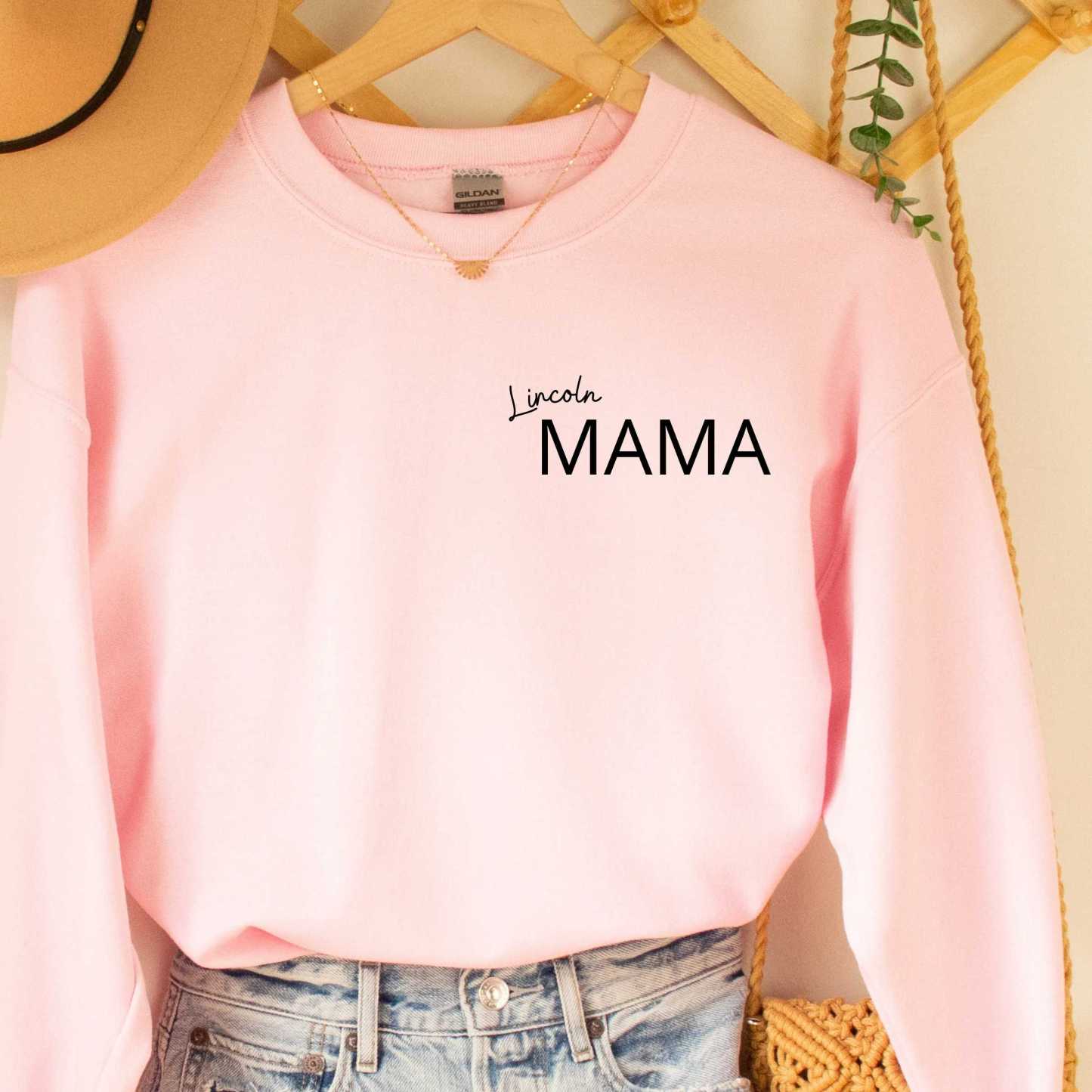 Mama Sweatshirt Personalized with Your Child's Name(s)! Kid's Names on Sweater Surrounding the Word MAMA Gift for Mom, Great New Mom Gift