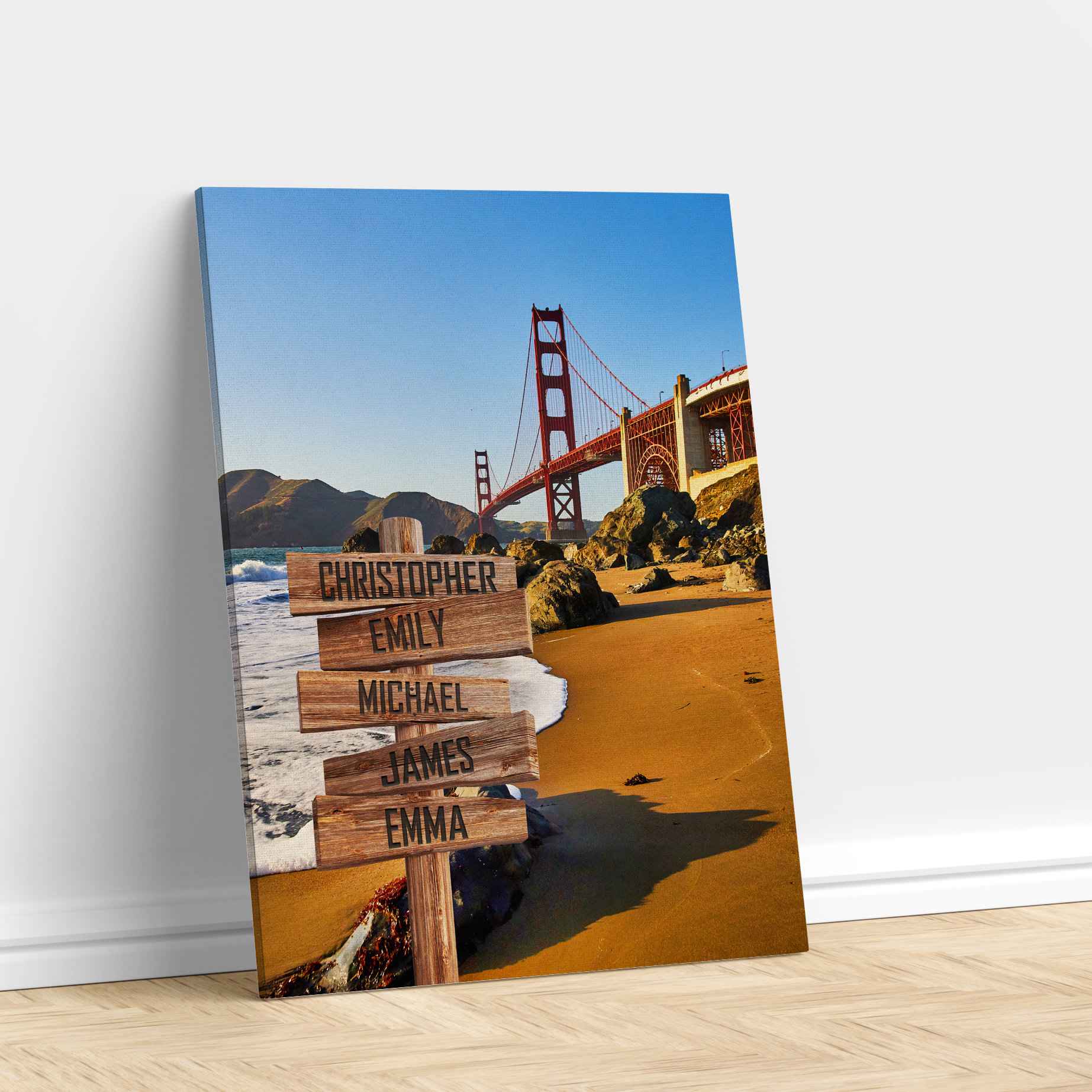 San Francisco Bridge Personalized Name Canvas Wall Art, Best Gift For Family And Friends