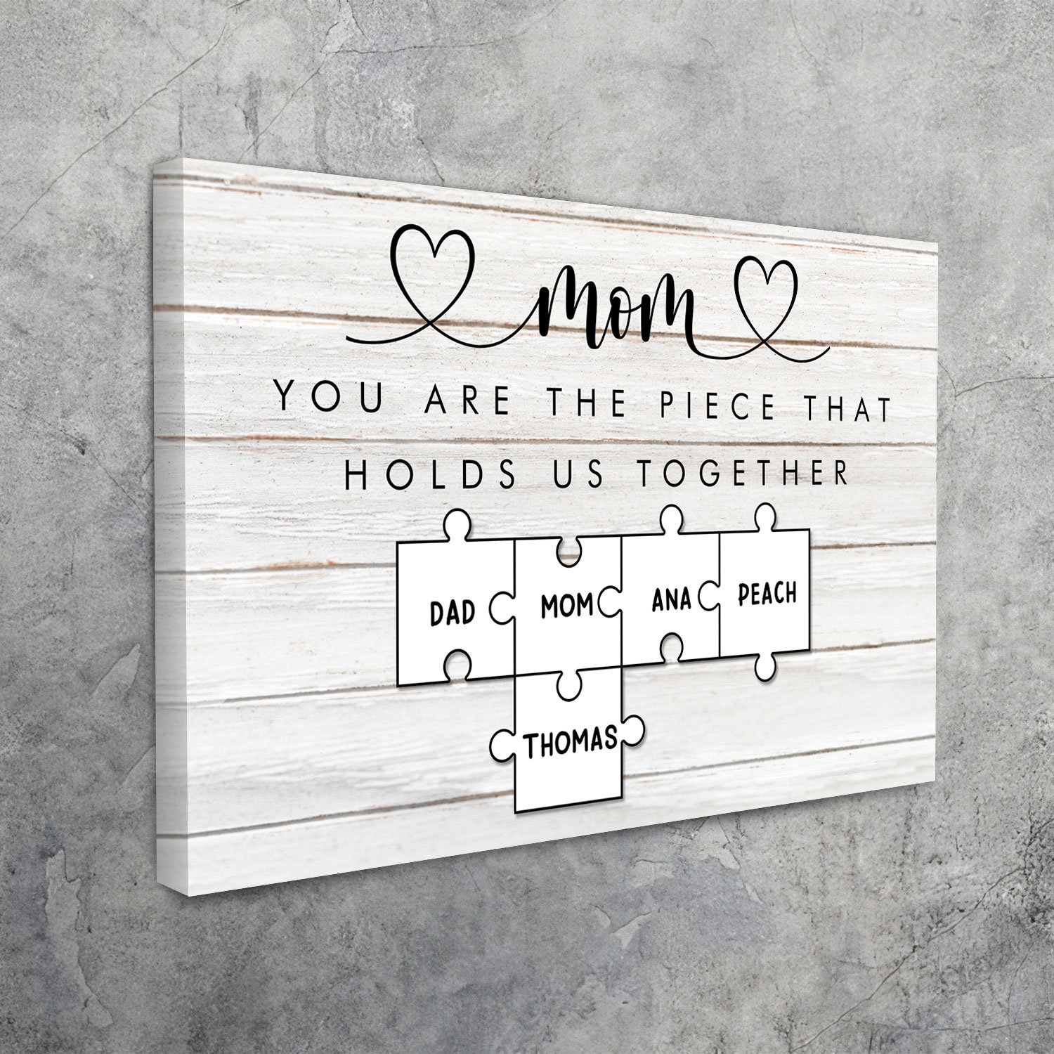 Custom Mothers Day Puzzle Sign Canvas, Mom You are the Piece that holds us together, Mother day gift