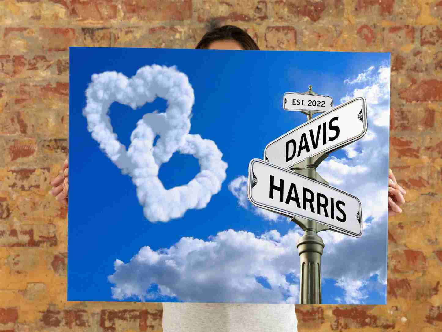 Personalised Wedding Name Street Sign Canvas Print, Best Gift For Wedding