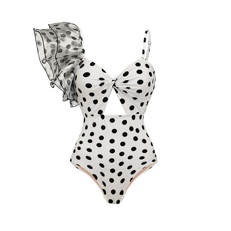 White Polka Dot Swimsuit-fancytire