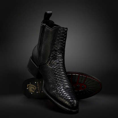 Black Dubai Boots Python/Deer AL601