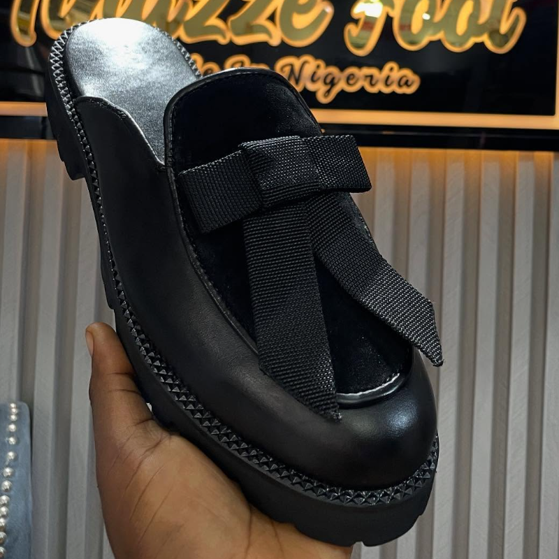 Handmade Cowhide Dress Half Slippers