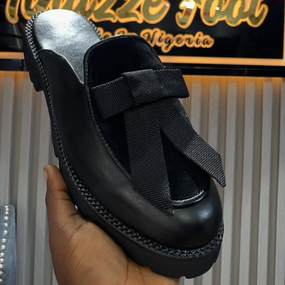 Handmade Cowhide Dress Half Slippers