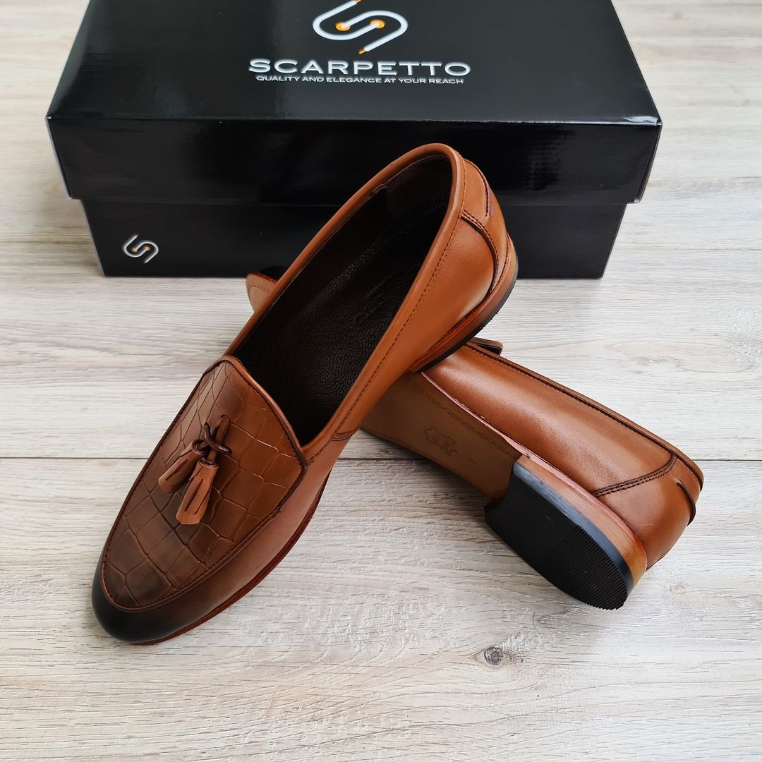 Men's Genuine Leather Loafers - Leather Sole