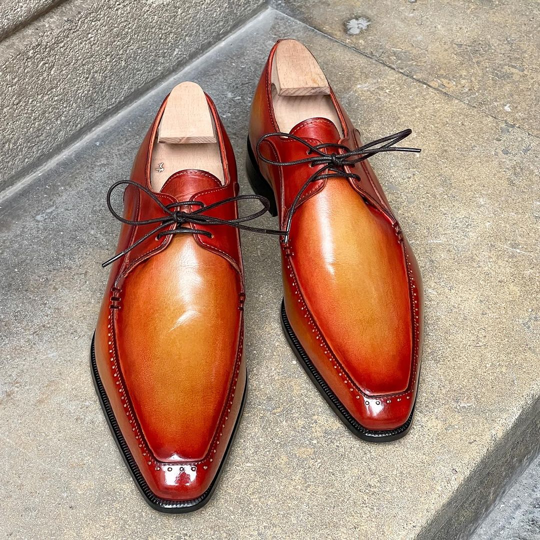 Derby 3 Eyelets - Light Tan Patina-(Buy 2 Free Shipping✔️)