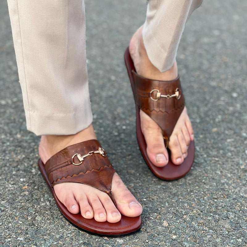 Pure Leather Handmade Chappal Browni-(Buy 2 Free Shipping✔️)