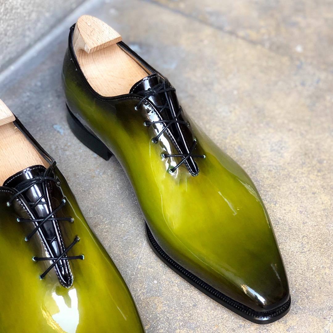 Patent Leather Monolithically Cut Pistachio Bronze Leather-(Buy 2 Free Shipping✔️)