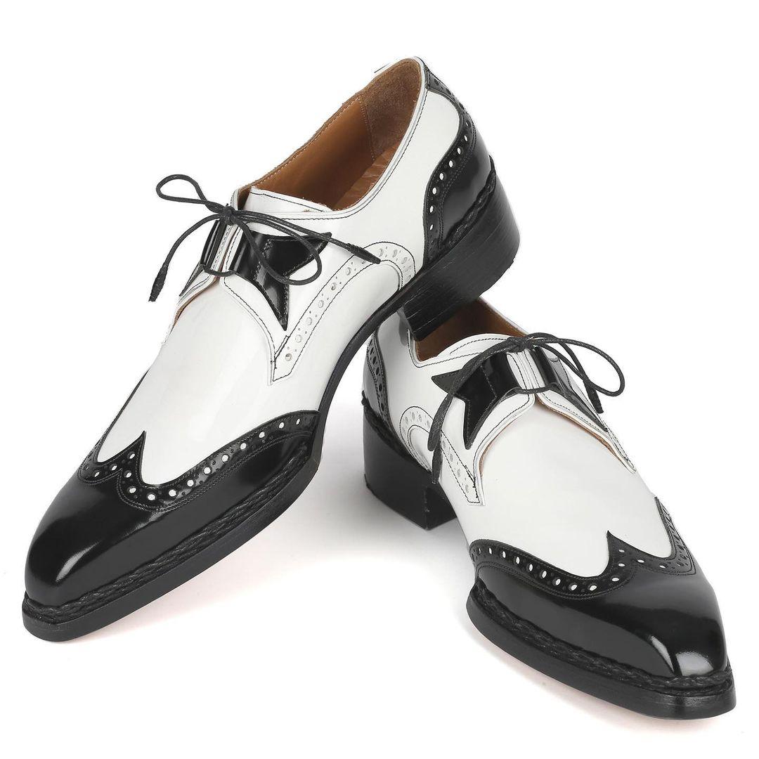 Norwegian Welted Wingtip Men's Dress Shoes Black & White
