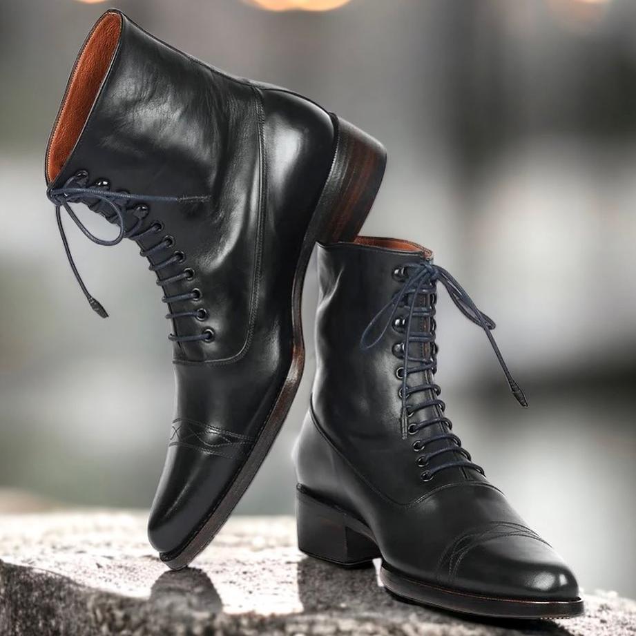 Men’s Goodyear Welted Boots Black Leather