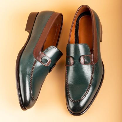 Charm Leather Kangaroo Leather Penny Loafers Special Loafers Green