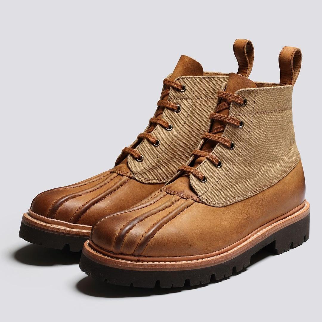 Spike And Stella Are Back In The Collection. After A Few Years Off And Much Demand, We've Brought Back Our Signature Duck Boot, Now Made From A Combination Of Tan Canvas With Ginger Burnished Nubuck.