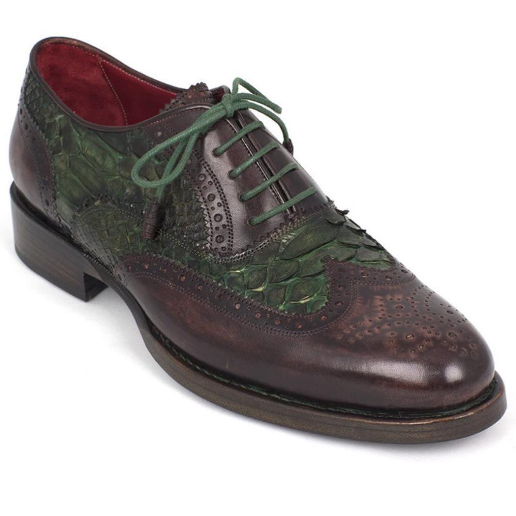 Goodyear Welted Camel Genuine Python &  Calfskin Wingtip Oxfords