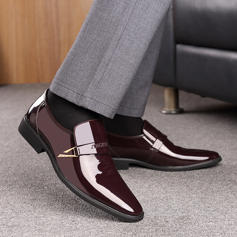 New Pointed Patent Leather Business Dress Men's Shoes